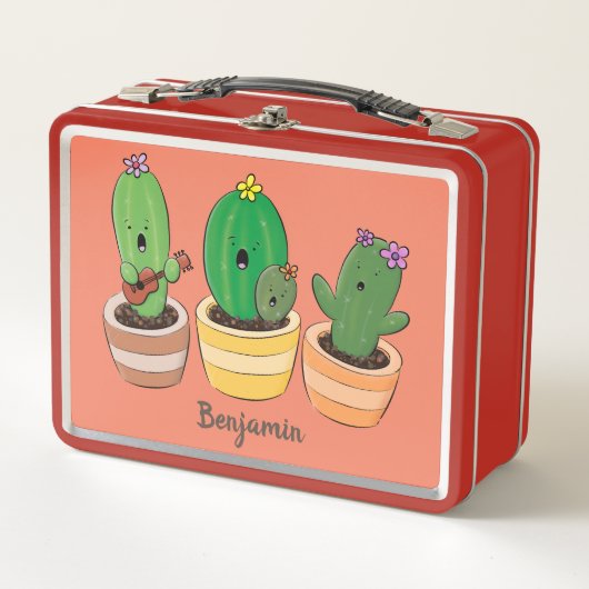 Lunch Box Cactus trio chantante mignonne dessin animé (Devant)