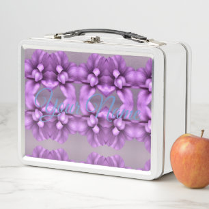 Lunch Box Cadeau de Nom Floral Violet - Fleur personnalisabl