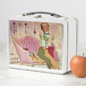 Lunch Box Cadeaux rétro d'enlèvement de dame de Noël (En situation)