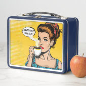 Lunch Box Café femme rétro personnalisable (En situation)