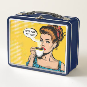 Lunch Box Café femme rétro personnalisable