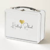 Lunch Box Calligraphie de nom Monogramme Cœur (Devant)
