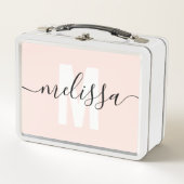 Lunch Box Calligraphie Monogramme Girl Blush Rose (Devant)
