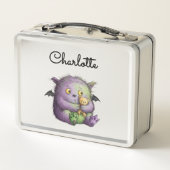 Lunch Box Camarade Monstre Mignon Violet Vert et Doux (Dos)