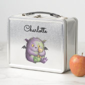 Lunch Box Camarade Monstre Mignon Violet Vert et Doux (En situation)