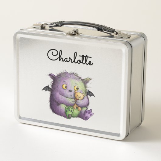 Lunch Box Camarade Monstre Mignon Violet Vert et Doux (Devant)