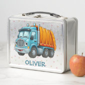 Lunch Box Camion à benne bleu jaune drôle (En situation)