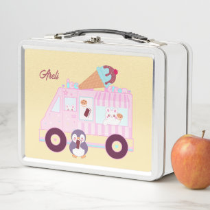 Lunch Box Camion De Crème De Glace De Lapin Bleu Et Rose