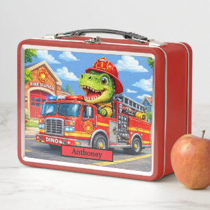 Lunch Box Camion de pompiers dinosaure mignon enfant T Rex