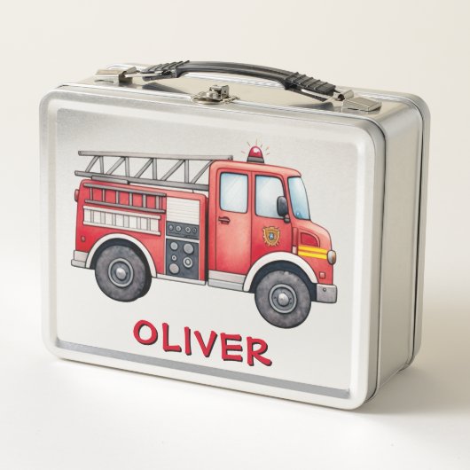 Lunch Box Camion de pompiers rouge mignon (Devant)