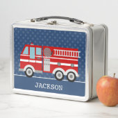 Lunch Box Camion d'incendie Marine Blue Polka Dot Enfants pe (En situation)