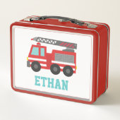 Lunch Box Camion feu rouge mignon pour petit pompier Déjeune (Dos)