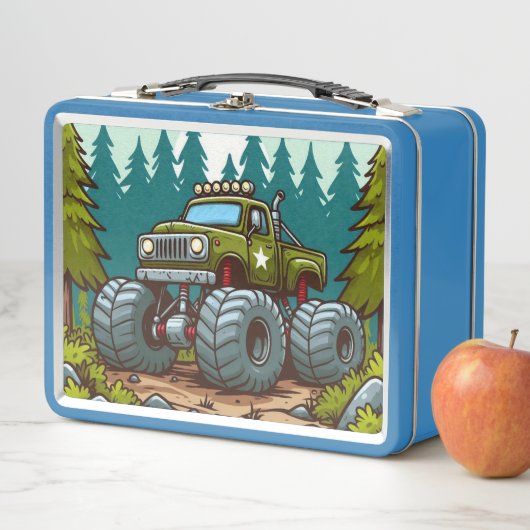 Lunch Box Camion Monster Vert dans la forêt (En situation)