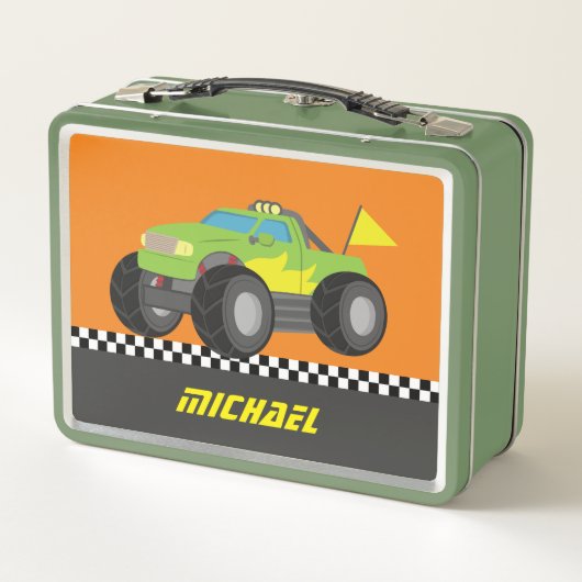 Lunch Box Camion monstre vert de course pour le déjeuner des (Dos)
