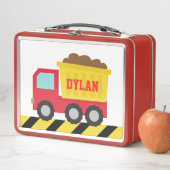 Lunch Box Camion Rouge Et Jaune De Construction Camion Garço (En situation)