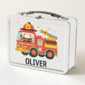 Lunch Box Camion Whimsical et pompier mignon garçon (Devant)