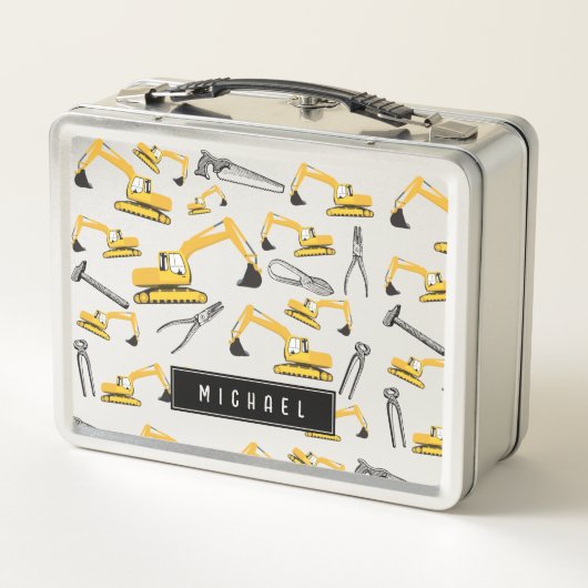 Lunch Box Camions et outils de construction d'excavateur Nom (Dos)