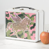 Lunch Box Camouflage rose vert & Parties scintillant or Unic (En situation)