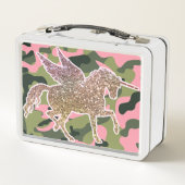 Lunch Box Camouflage rose vert & Parties scintillant or Unic (Dos)
