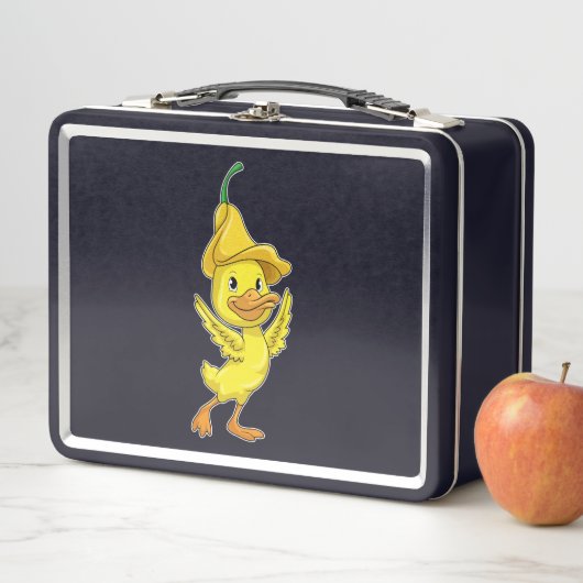 Lunch Box Canard avec Casquette Bell jaune (En situation)