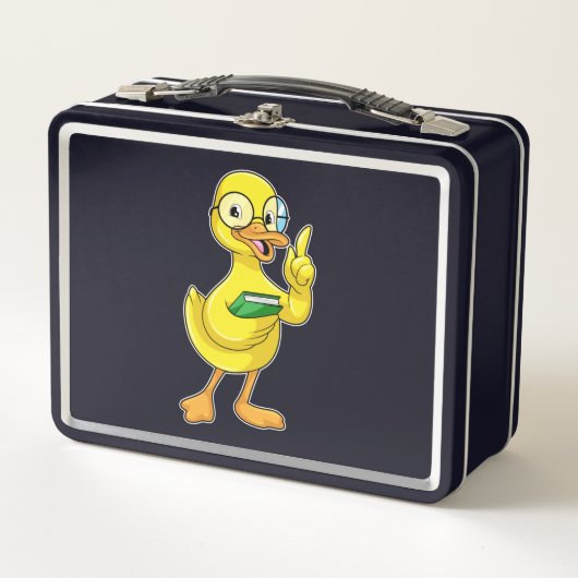 Lunch Box Canard comme enseignant avec livre et lunettes (Devant)