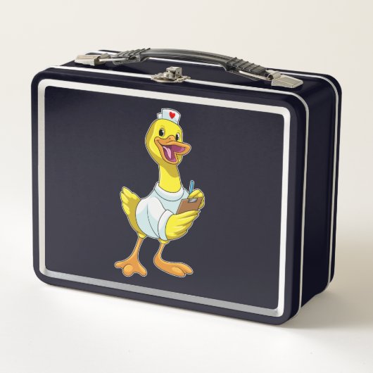 Lunch Box Canard comme infirmière avec coeur (Devant)