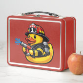 Lunch Box Canard en Caoutchouc Pompiers (En situation)