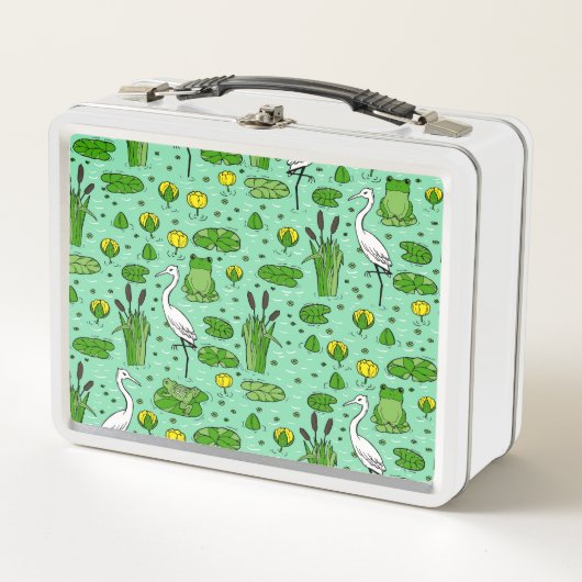 Lunch Box Cannes, hérons, lis : essaim vintage. (Devant)