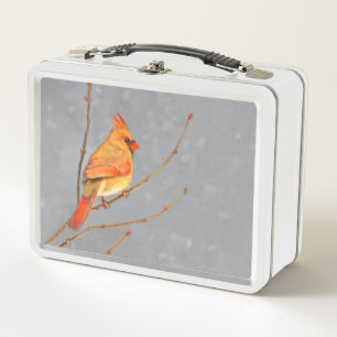 Lunch Box Cardinal sur la peinture de branche - Art original