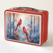 Lunch Box Cardinaux rouges dans une forêt brumeuse (Devant)