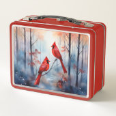 Lunch Box Cardinaux rouges dans une forêt brumeuse (Dos)