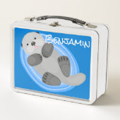 Lunch Box Caricature bleu loutre de mer joyeux (Devant)