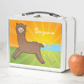 Lunch Box Caricature d'alpaga brun joli (En situation)