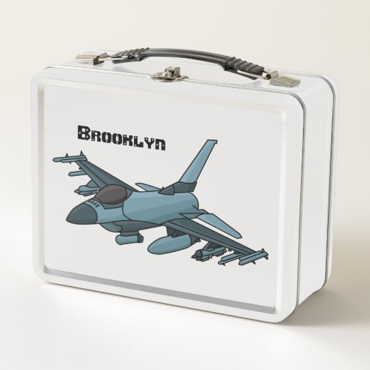 Lunch Box Caricature d'avion de chasse militaire (Devant)