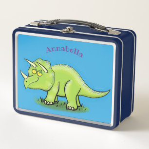 Lunch Box Caricature de dinosaure de triceratops vert mignon