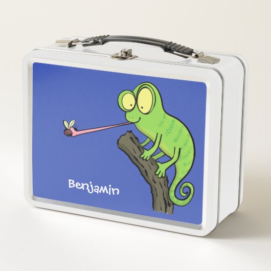 Lunch Box Caricature de lézard de caméléon vert joyeux (Devant)