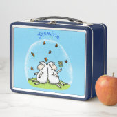 Lunch Box Caricature de moutons mignons amis et papillons (En situation)