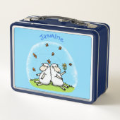 Lunch Box Caricature de moutons mignons amis et papillons (Dos)
