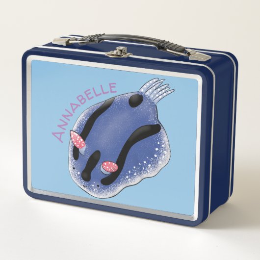 Lunch Box Caricature de nudibranche bleu mignon (Devant)