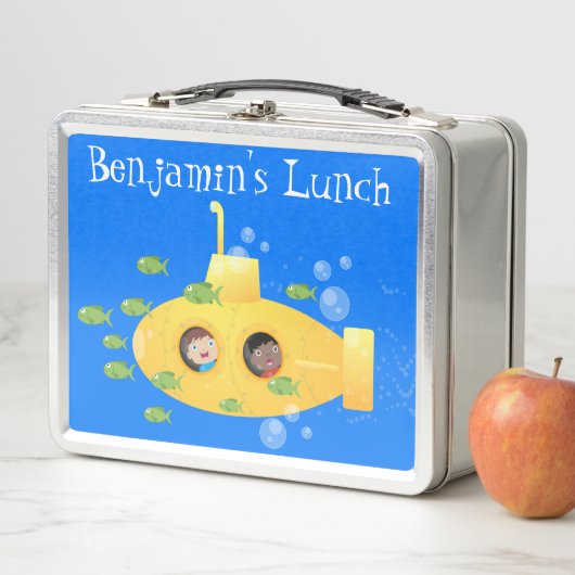 Lunch Box Caricature de poisson sous-marin jaune mignon (En situation)