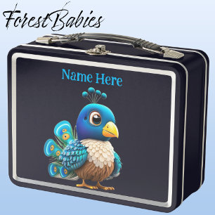 Lunch Box Caricature d'oiseau de Peacock Whimsical coloré