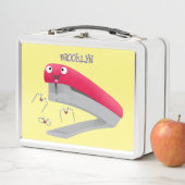 Lunch Box Caricature en agrafeuse rouge pâle (En situation)