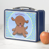 Lunch Box Caricature en bleu pour chien de chiot joyeux (En situation)