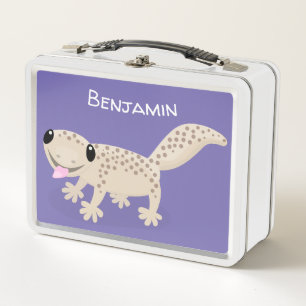 Lunch Box Caricature joli tan gecko tan joyeux