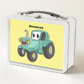 Lunch Box Caricature joli tracteur vert joyeux (Devant)