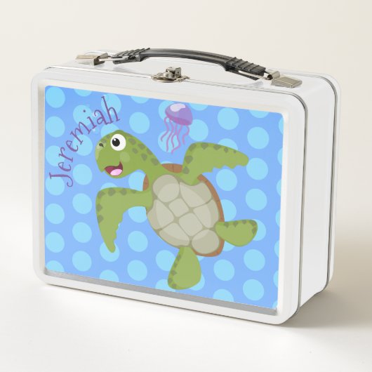 Lunch Box Caricature joyeuse de tortue de mer verte mignonne (Devant)