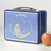 Lunch Box Caricature joyeux de phoque et de poisson bleu (En situation)