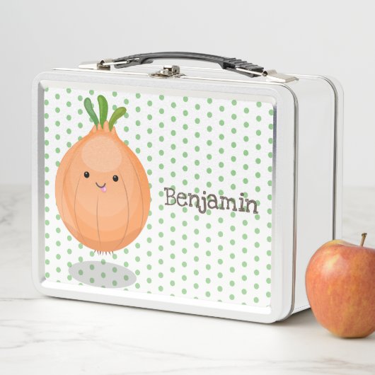Lunch Box Caricature vert oignon brun joli (En situation)