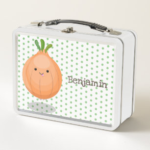 Lunch Box Caricature vert oignon brun joli