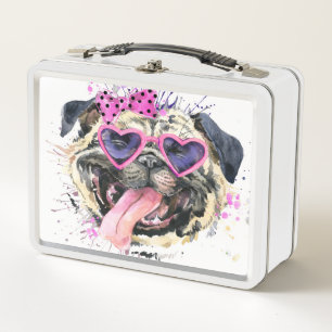 Lunch Box Carlin rose mignon d'aquarelle